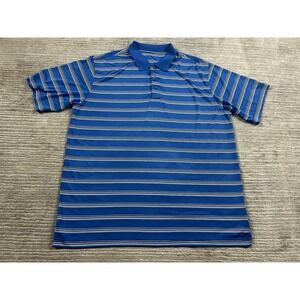 Tommy Armour Polo Shirt Mens XXL Blue Striped Short Sleeve Polyester Casual